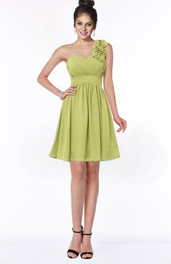 ColsBM Clara Linden Green Gorgeous One Shoulder Sleeveless Chiffon Flower Bridesmaid Dresses