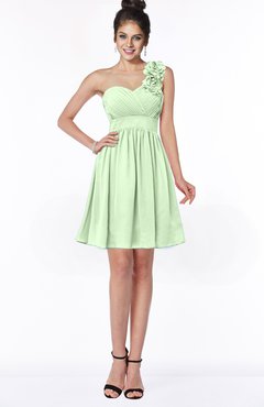 ColsBM Clara Pale Green Gorgeous One Shoulder Sleeveless Chiffon Flower Bridesmaid Dresses