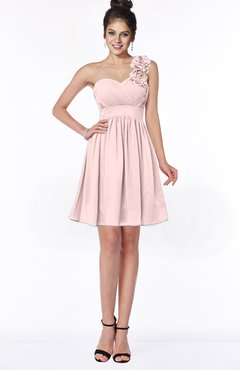 ColsBM Clara Pastel Pink Gorgeous One Shoulder Sleeveless Chiffon Flower Bridesmaid Dresses