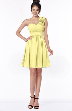 ColsBM Clara Pastel Yellow Gorgeous One Shoulder Sleeveless Chiffon Flower Bridesmaid Dresses