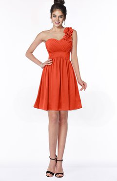ColsBM Clara Persimmon Gorgeous One Shoulder Sleeveless Chiffon Flower Bridesmaid Dresses
