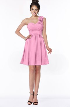 ColsBM Clara Pink Gorgeous One Shoulder Sleeveless Chiffon Flower Bridesmaid Dresses