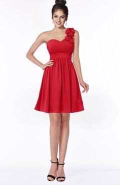 ColsBM Clara Red Gorgeous One Shoulder Sleeveless Chiffon Flower Bridesmaid Dresses