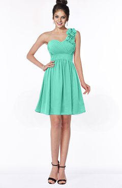 ColsBM Clara Seafoam Green Gorgeous One Shoulder Sleeveless Chiffon Flower Bridesmaid Dresses