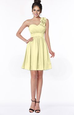 ColsBM Clara Soft Yellow Gorgeous One Shoulder Sleeveless Chiffon Flower Bridesmaid Dresses