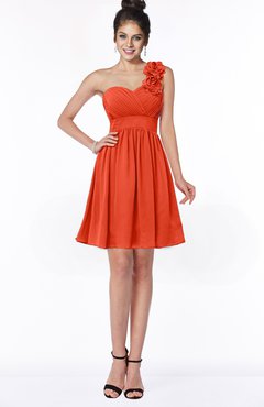 ColsBM Clara Tangerine Tango Gorgeous One Shoulder Sleeveless Chiffon Flower Bridesmaid Dresses