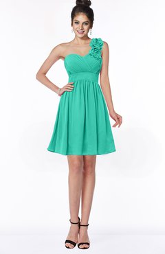 ColsBM Clara Viridian Green Gorgeous One Shoulder Sleeveless Chiffon Flower Bridesmaid Dresses