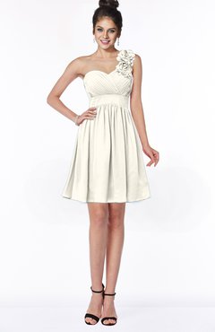ColsBM Clara Whisper White Gorgeous One Shoulder Sleeveless Chiffon Flower Bridesmaid Dresses