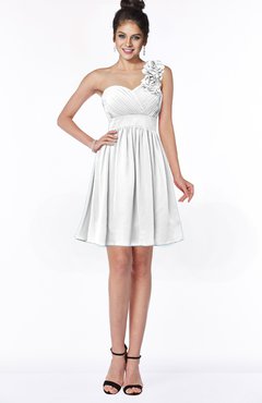 ColsBM Clara White Gorgeous One Shoulder Sleeveless Chiffon Flower Bridesmaid Dresses