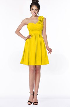 ColsBM Clara Yellow Gorgeous One Shoulder Sleeveless Chiffon Flower Bridesmaid Dresses