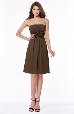 ColsBM Mckenna Chocolate Brown Modest Bateau Sleeveless Half Backless Knee Length Appliques Bridesmaid Dresses