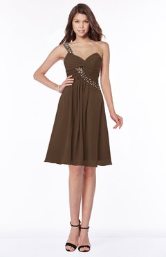 ColsBM Angeline Chocolate Brown Gorgeous A-line Half Backless Chiffon Beaded Bridesmaid Dresses