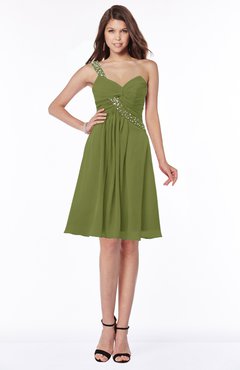 ColsBM Angeline Olive Green Gorgeous A-line Half Backless Chiffon Beaded Bridesmaid Dresses
