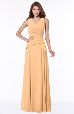 ColsBM Tracy Apricot Modest A-line Sleeveless Zip up Chiffon Pick up Bridesmaid Dresses