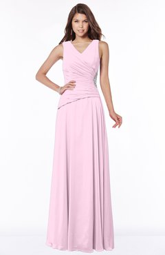 ColsBM Tracy Baby Pink Modest A-line Sleeveless Zip up Chiffon Pick up Bridesmaid Dresses