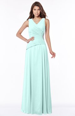 ColsBM Tracy Blue Glass Modest A-line Sleeveless Zip up Chiffon Pick up Bridesmaid Dresses