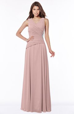 ColsBM Tracy Blush Pink Modest A-line Sleeveless Zip up Chiffon Pick up Bridesmaid Dresses