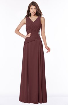 ColsBM Tracy Burgundy Modest A-line Sleeveless Zip up Chiffon Pick up Bridesmaid Dresses