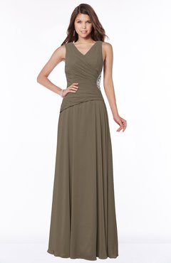 ColsBM Tracy Carafe Brown Modest A-line Sleeveless Zip up Chiffon Pick up Bridesmaid Dresses