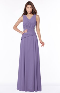 ColsBM Tracy Chalk Violet Modest A-line Sleeveless Zip up Chiffon Pick up Bridesmaid Dresses