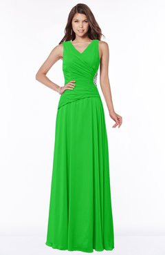 ColsBM Tracy Classic Green Modest A-line Sleeveless Zip up Chiffon Pick up Bridesmaid Dresses