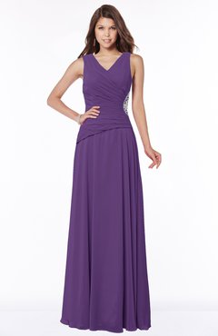 ColsBM Tracy Dark Purple Modest A-line Sleeveless Zip up Chiffon Pick up Bridesmaid Dresses