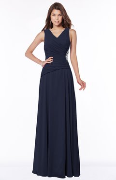 ColsBM Tracy Dark Sapphire Modest A-line Sleeveless Zip up Chiffon Pick up Bridesmaid Dresses