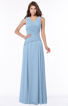 ColsBM Tracy Dusty Blue Modest A-line Sleeveless Zip up Chiffon Pick up Bridesmaid Dresses
