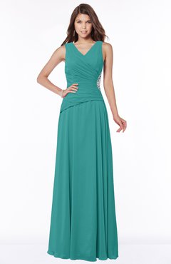 ColsBM Tracy Emerald Green Modest A-line Sleeveless Zip up Chiffon Pick up Bridesmaid Dresses