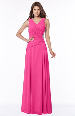 ColsBM Tracy Fandango Pink Modest A-line Sleeveless Zip up Chiffon Pick up Bridesmaid Dresses