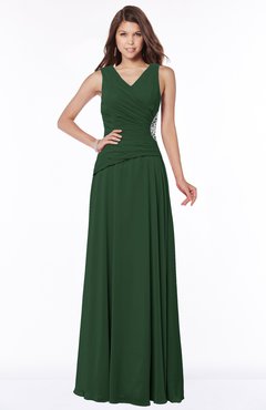 ColsBM Tracy Hunter Green Modest A-line Sleeveless Zip up Chiffon Pick up Bridesmaid Dresses