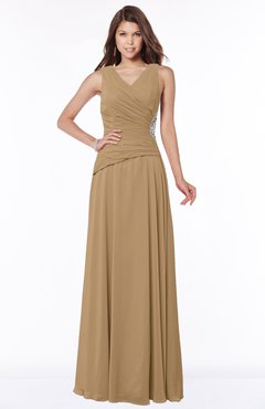 ColsBM Tracy Indian Tan Modest A-line Sleeveless Zip up Chiffon Pick up Bridesmaid Dresses