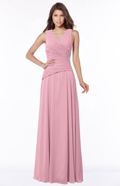 ColsBM Tracy Light Coral Modest A-line Sleeveless Zip up Chiffon Pick up Bridesmaid Dresses