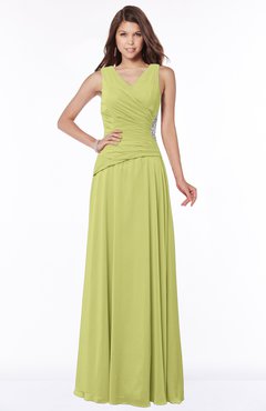 ColsBM Tracy Linden Green Modest A-line Sleeveless Zip up Chiffon Pick up Bridesmaid Dresses