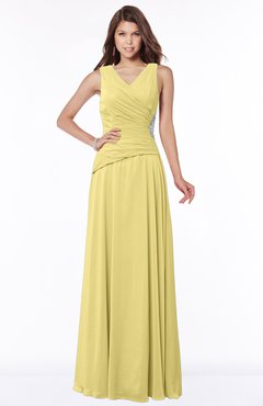 ColsBM Tracy Misted Yellow Modest A-line Sleeveless Zip up Chiffon Pick up Bridesmaid Dresses