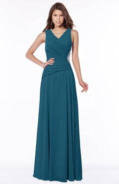 ColsBM Tracy Moroccan Blue Modest A-line Sleeveless Zip up Chiffon Pick up Bridesmaid Dresses