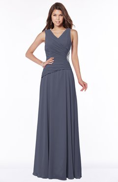 ColsBM Tracy Nightshadow Blue Modest A-line Sleeveless Zip up Chiffon Pick up Bridesmaid Dresses