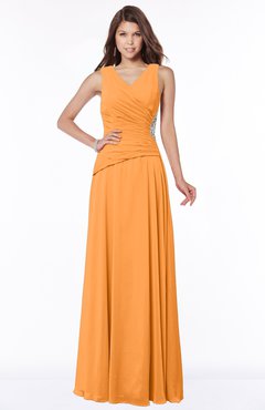 ColsBM Tracy Orange Modest A-line Sleeveless Zip up Chiffon Pick up Bridesmaid Dresses