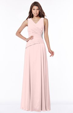 ColsBM Tracy Pastel Pink Modest A-line Sleeveless Zip up Chiffon Pick up Bridesmaid Dresses
