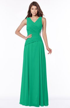 ColsBM Tracy Pepper Green Modest A-line Sleeveless Zip up Chiffon Pick up Bridesmaid Dresses