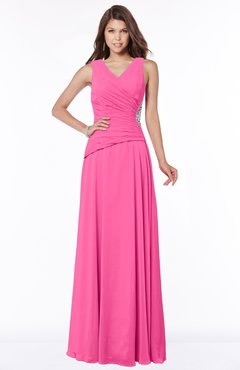 ColsBM Tracy Rose Pink Modest A-line Sleeveless Zip up Chiffon Pick up Bridesmaid Dresses