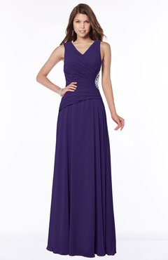 ColsBM Tracy Royal Purple Modest A-line Sleeveless Zip up Chiffon Pick up Bridesmaid Dresses