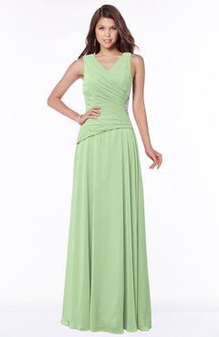 ColsBM Tracy Sage Green Modest A-line Sleeveless Zip up Chiffon Pick up Bridesmaid Dresses