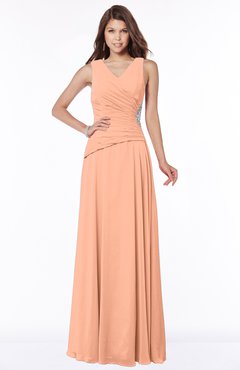 ColsBM Tracy Salmon Modest A-line Sleeveless Zip up Chiffon Pick up Bridesmaid Dresses
