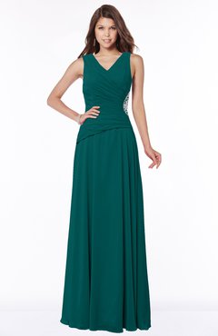 ColsBM Tracy Shaded Spruce Modest A-line Sleeveless Zip up Chiffon Pick up Bridesmaid Dresses