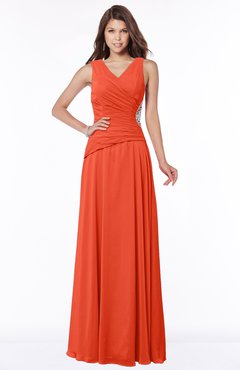 ColsBM Tracy Tangerine Tango Modest A-line Sleeveless Zip up Chiffon Pick up Bridesmaid Dresses