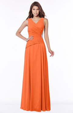 ColsBM Tracy Tangerine Modest A-line Sleeveless Zip up Chiffon Pick up Bridesmaid Dresses