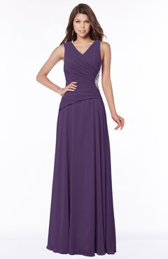 ColsBM Tracy Violet Modest A-line Sleeveless Zip up Chiffon Pick up Bridesmaid Dresses