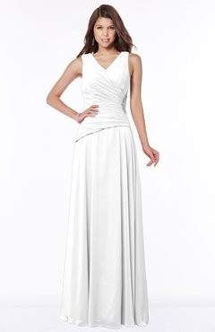ColsBM Tracy White Modest A-line Sleeveless Zip up Chiffon Pick up Bridesmaid Dresses
