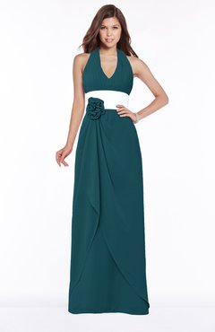 ColsBM Paulina Blue Green Glamorous A-line Halter Chiffon Flower Bridesmaid Dresses